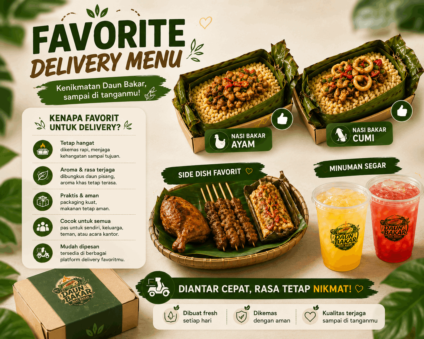 Nasi bakar enak dikemas rapi untuk menjaga kualitas saat delivery