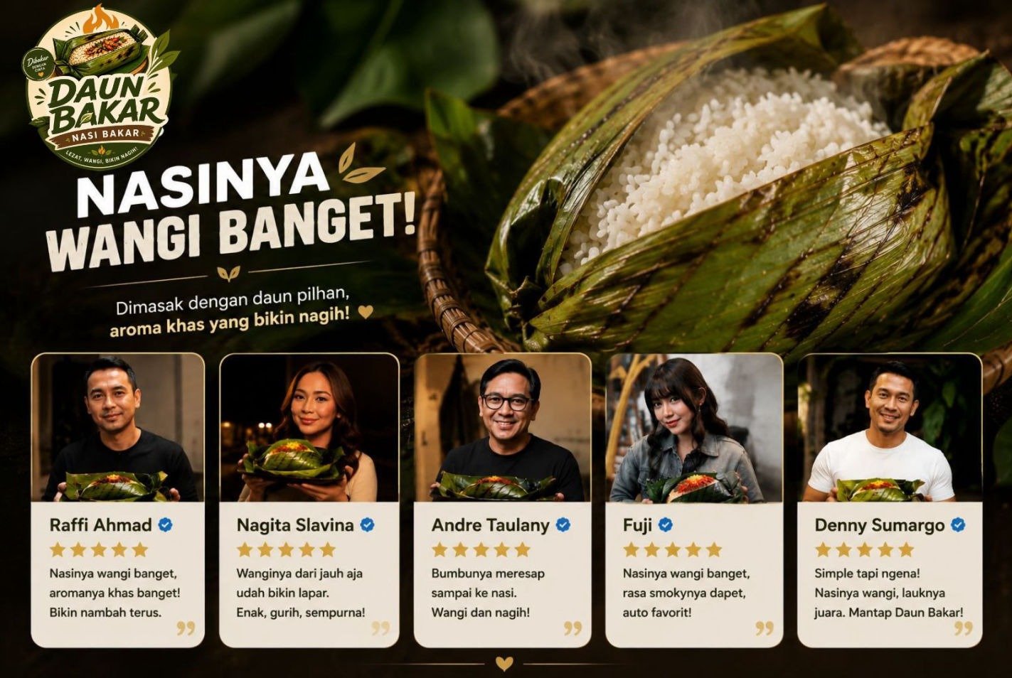 Ulasan positif tentang Nasi bakar enak khas Daun Bakar
