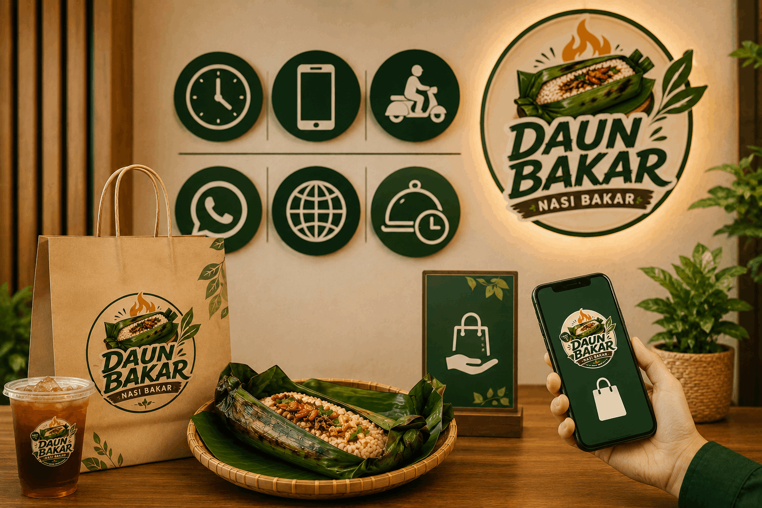 Nasi bakar enak siap dibawa pulang dengan layanan pick up mudah