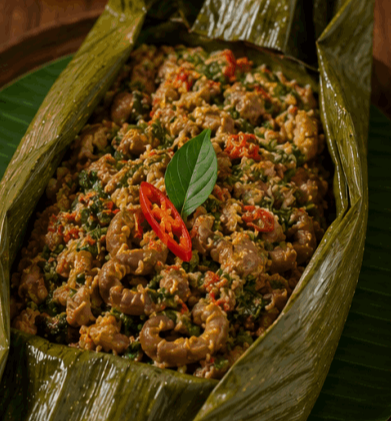 Nasi bakar enak dan pepes usus dengan cita rasa khas Indonesia