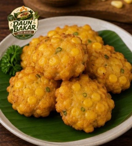 Perkedel jagung crispy sebagai pendamping Nasi bakar enak