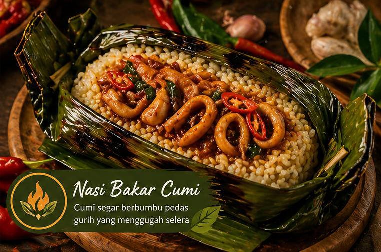 Nasi bakar enak cumi khas Daun Bakar yang menggugah seleraSebagai salah satu Macam nasi bakar yang paling menggugah selera.