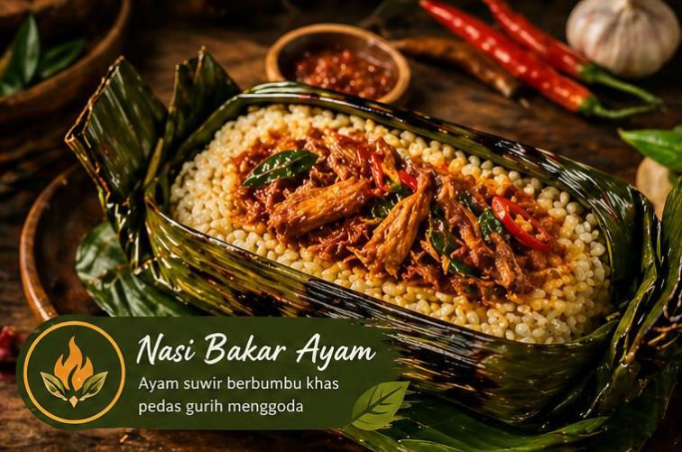 Nasi bakar enak ayam dari Daun Bakar disajikan fresh grilled setiap hari dengan tampilan autentik dan packaging estetik yang cocok untuk delivery maupun pick up.