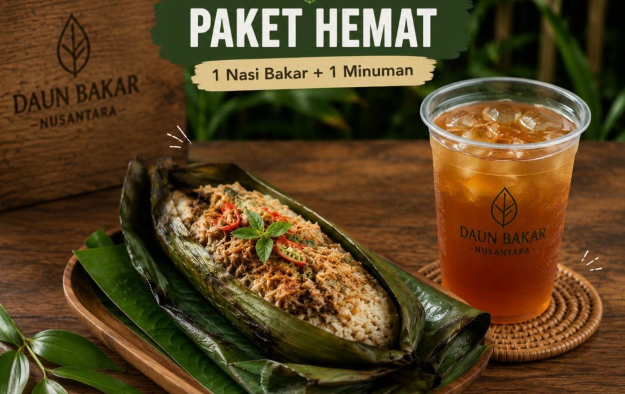 Paket hemat Nasi bakar enak dan lengkap dengan minuman pilihan