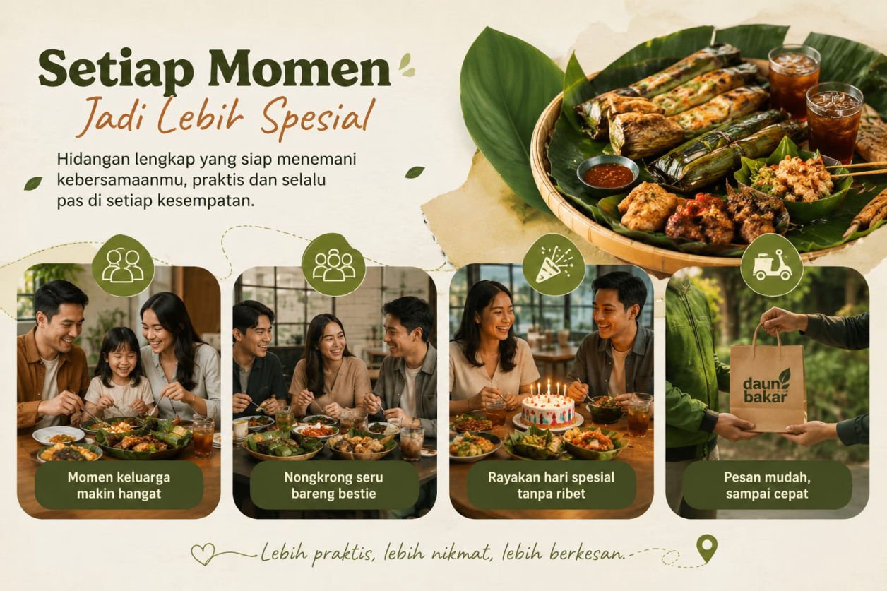 Nasi bakar enak dalam pilihan paket hemat dan paket keluarga lengkap