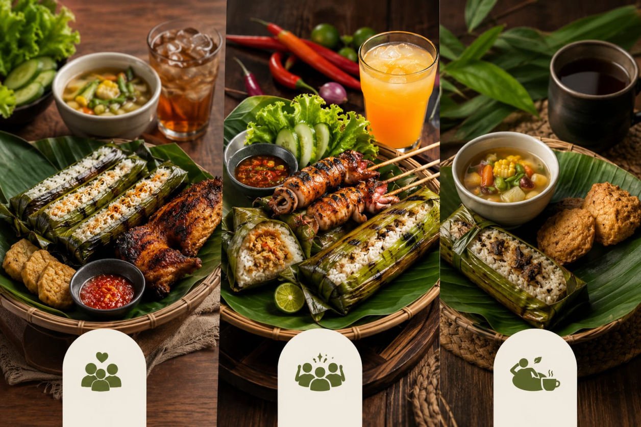 Paket hemat dan paket keluarga dengan Nasi bakar enak khas Daun Bakar